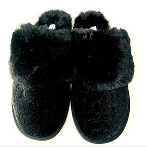 Coach Black Fur-Lined Slippers